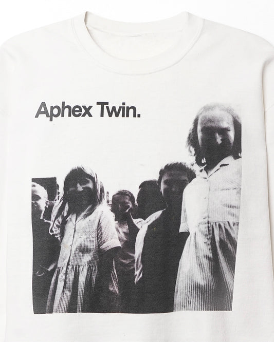"APHEX TWIN" WHITE CROPPED SWEATER