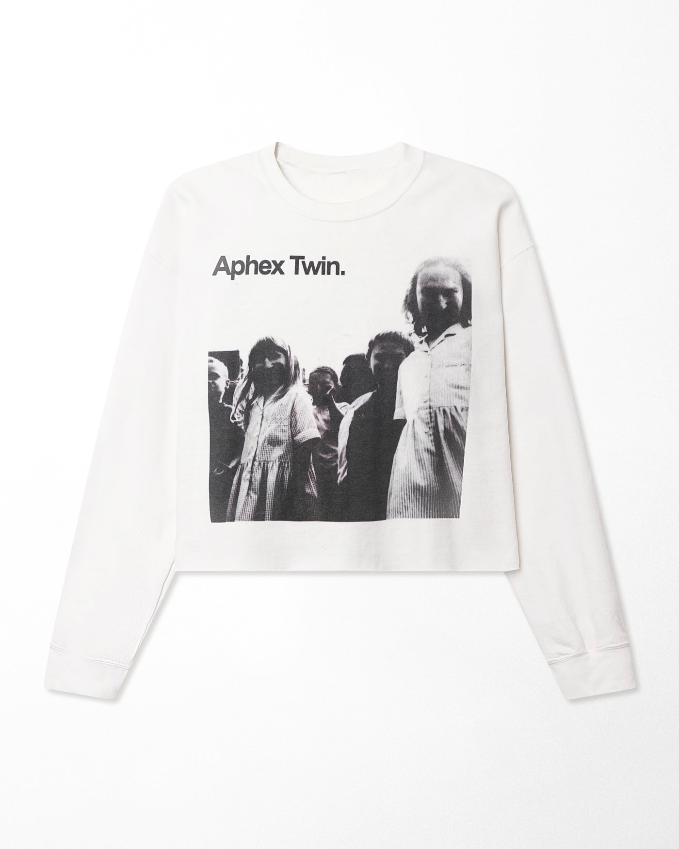 "APHEX TWIN" WHITE CROPPED SWEATER