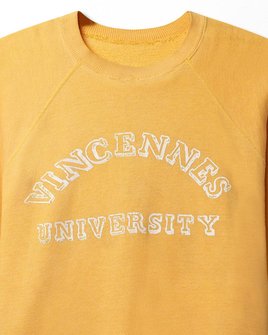 "VINCENNES UNIVERSITY" YELLOW FADED SWEATSHIRT