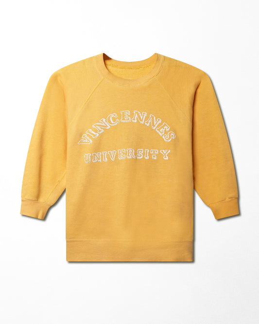 "VINCENNES UNIVERSITY" YELLOW FADED SWEATSHIRT