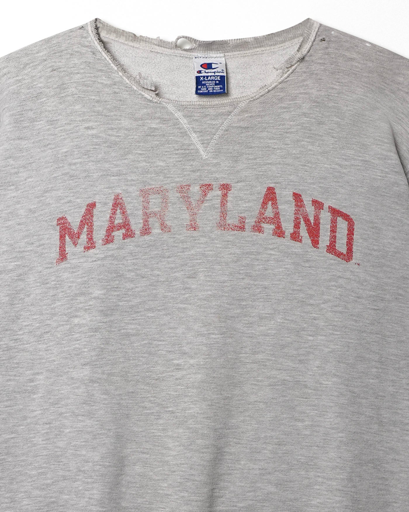 CHAMPION "MARYLAND" GREY DISTRESSED SWEATER