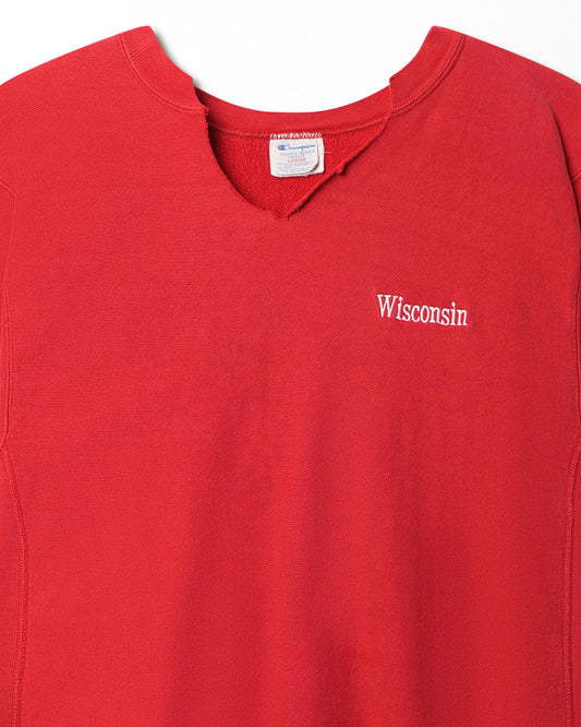 CHAMPION "WISCONSIN" RED FADED SWEATER
