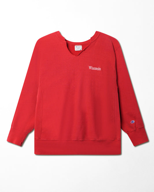 CHAMPION "WISCONSIN" RED FADED SWEATER