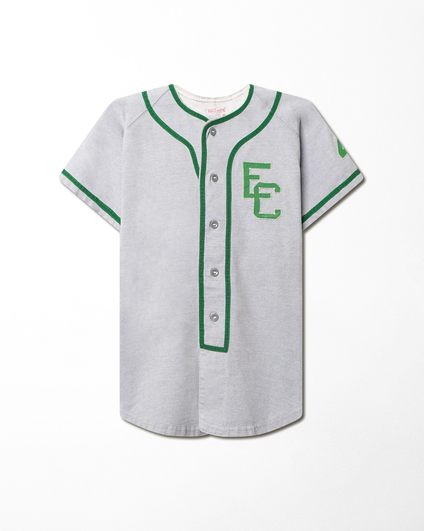 WILSON "AMERIO DRUGS" GRAY AND GREEN BASEBALL JERSEY