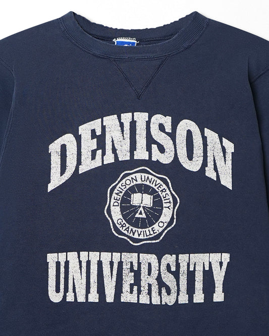 CHAMPION "DENISON UNIVERSITY" BLUE DISTRESSED SWEATER
