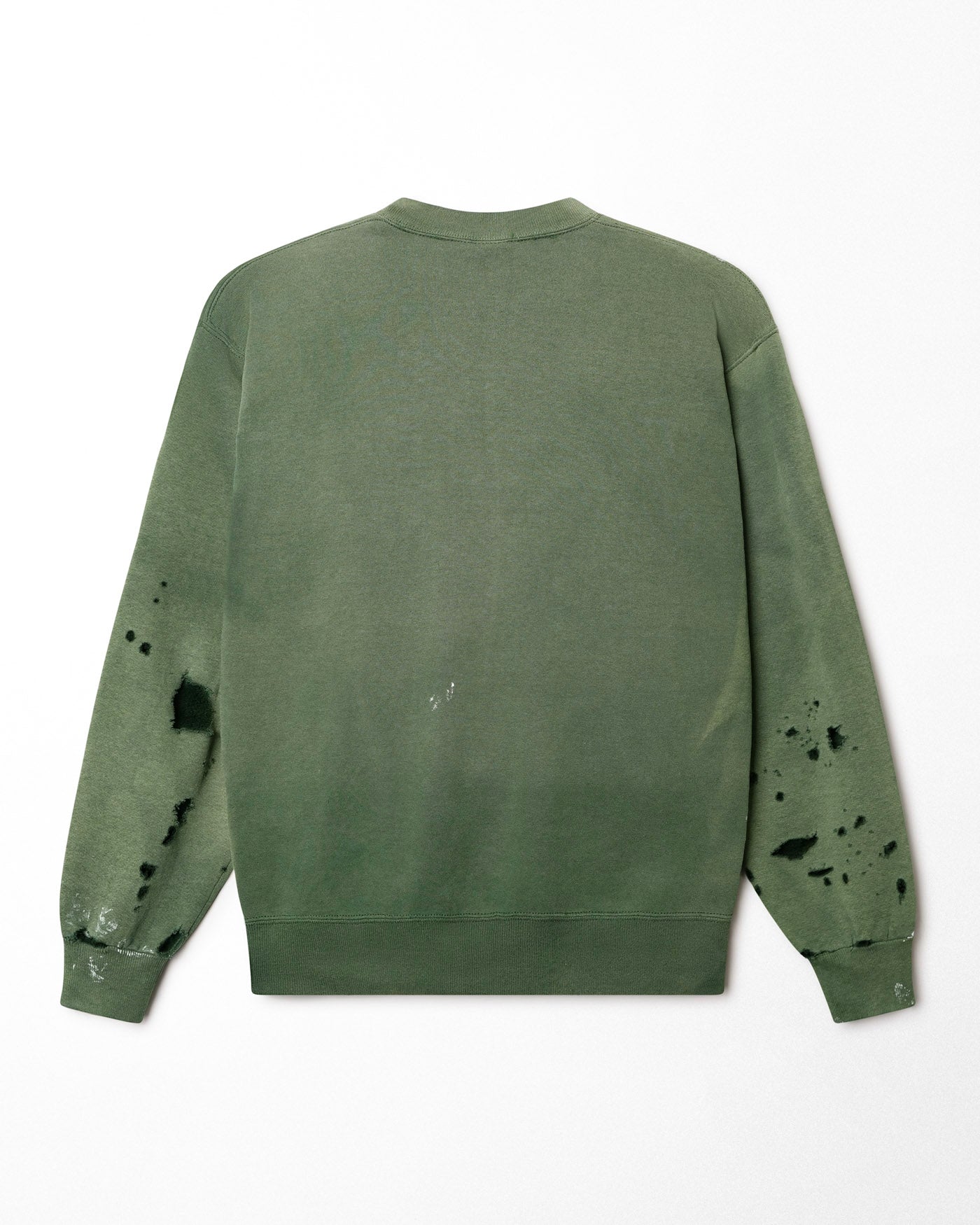 RUSSELL FADED AND DISTRESSED GREEN SWEATER