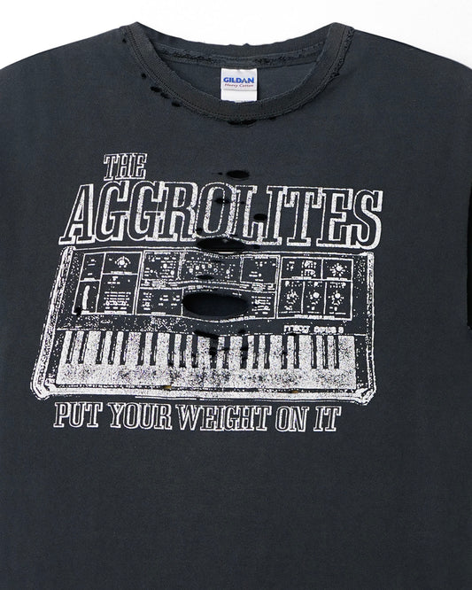 GILDAN "THE AGGROLITES" BLUE FADED DISTRESSED T-SHIRT