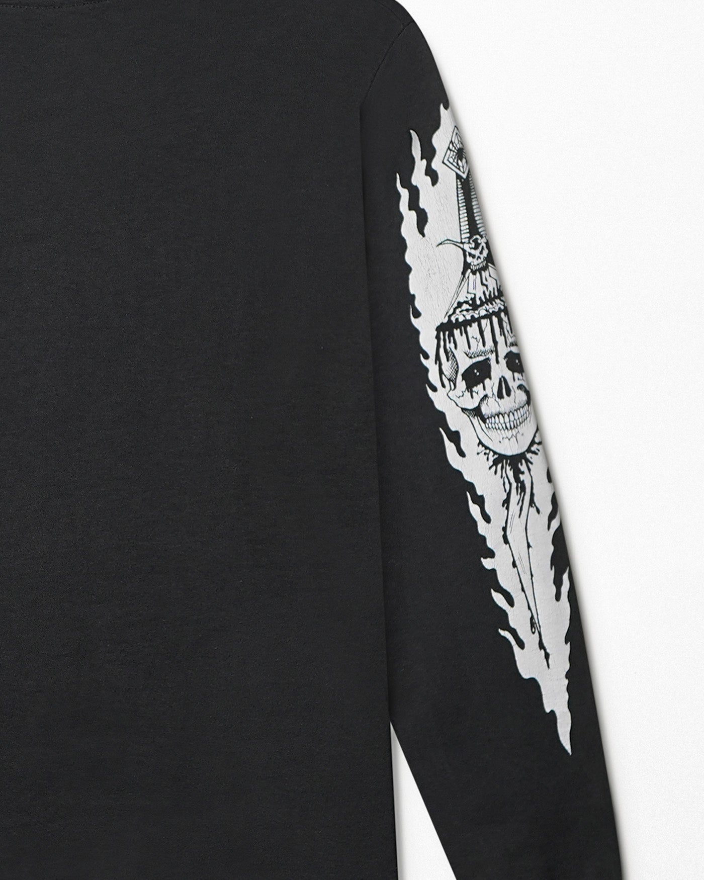 SCREEN STARS "SKULL ON FIRE" BLACK LONG SLEEVE T-SHIRT