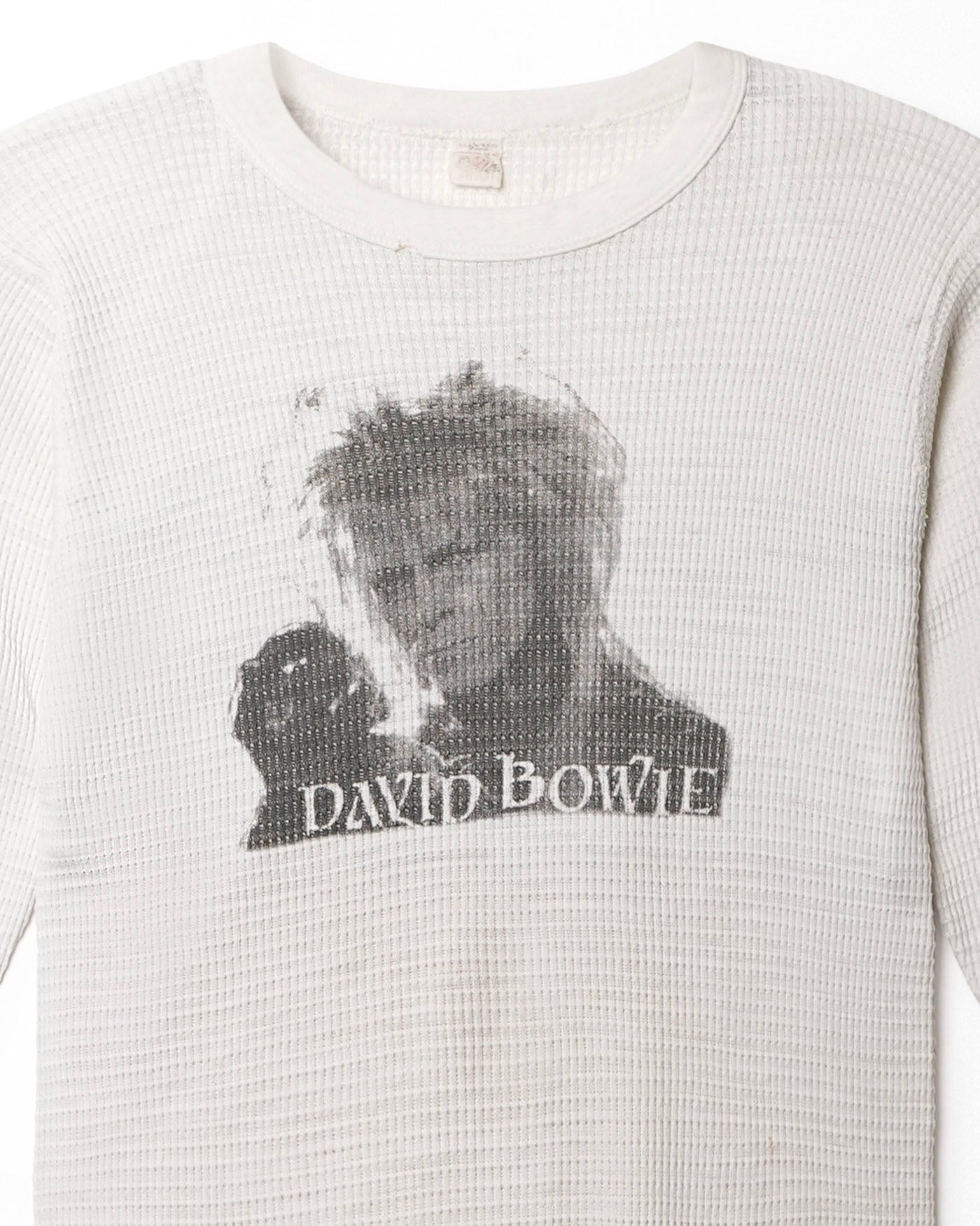 FRUIT OF THE LOOM "DAVID BOWIE" WHITE WAFFLE LONGSLEEVE
