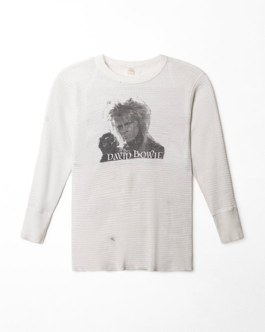 FRUIT OF THE LOOM "DAVID BOWIE" WHITE WAFFLE LONGSLEEVE