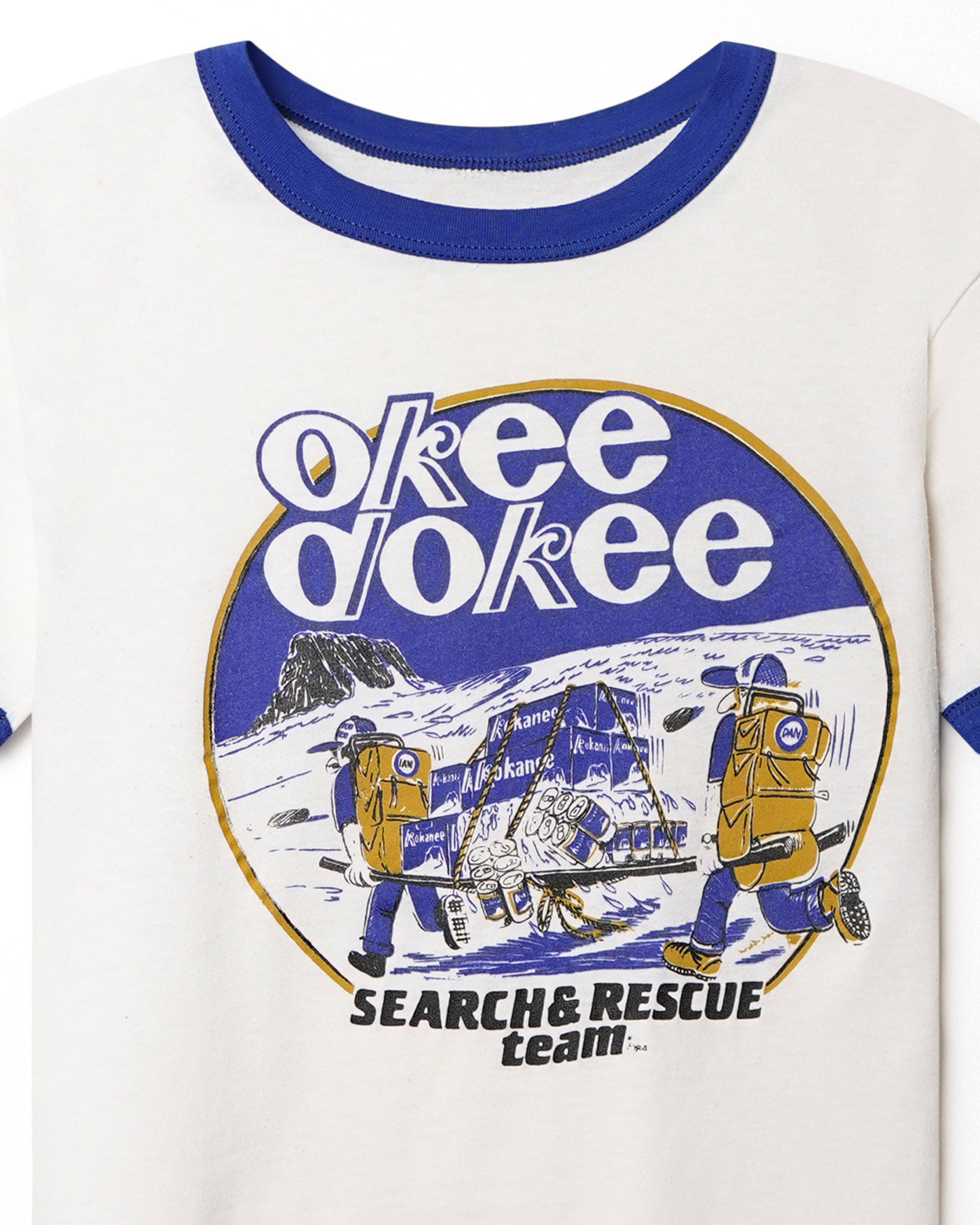 "OKEE DOKEE" RINGER WHITE T-SHIRT