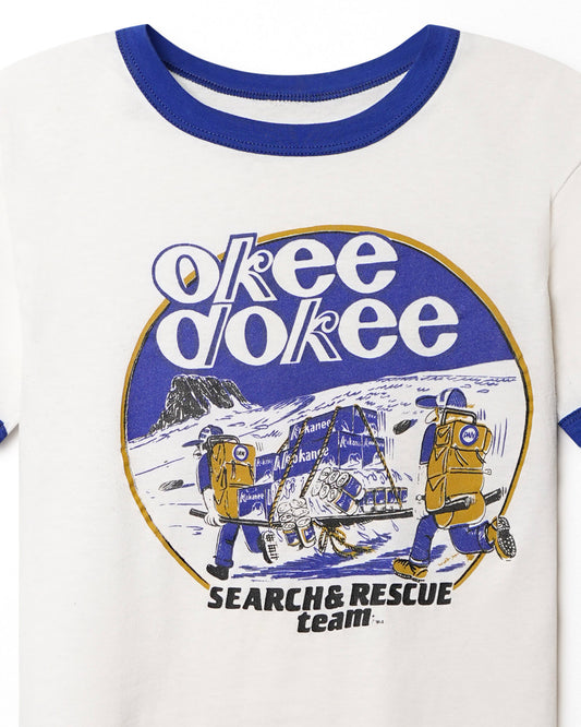 "OKEE DOKEE" RINGER WHITE T-SHIRT