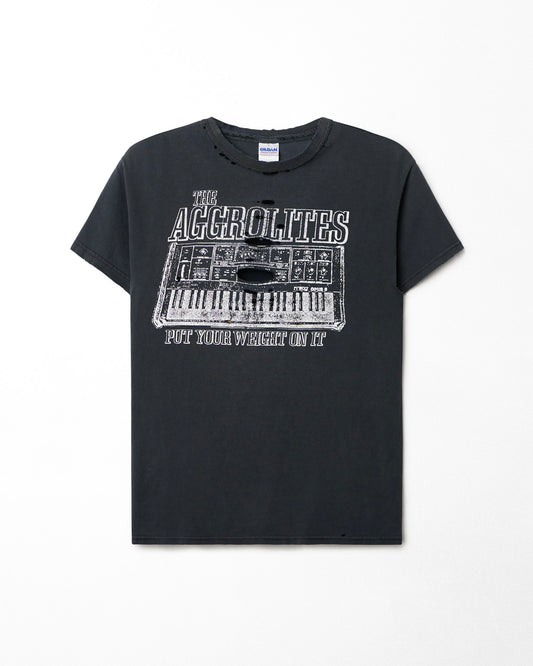 GILDAN "THE AGGROLITES" BLUE FADED DISTRESSED T-SHIRT