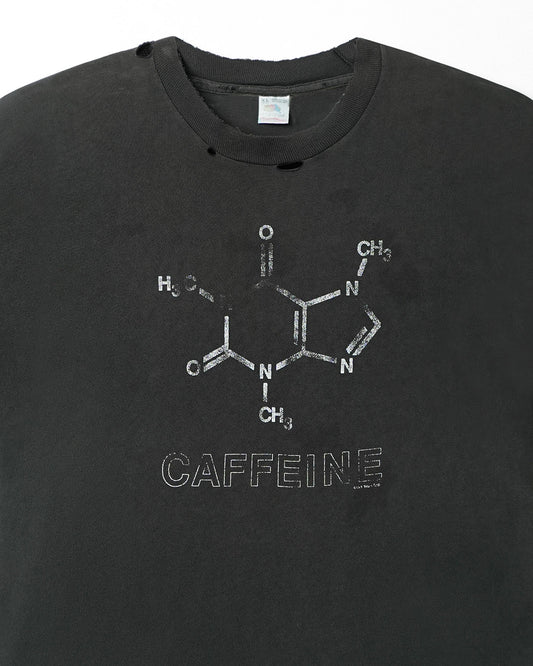 FRUIT OF THE LOOM "CAFFEINE" BLACK FADED DISTRESSED T-SHIRT