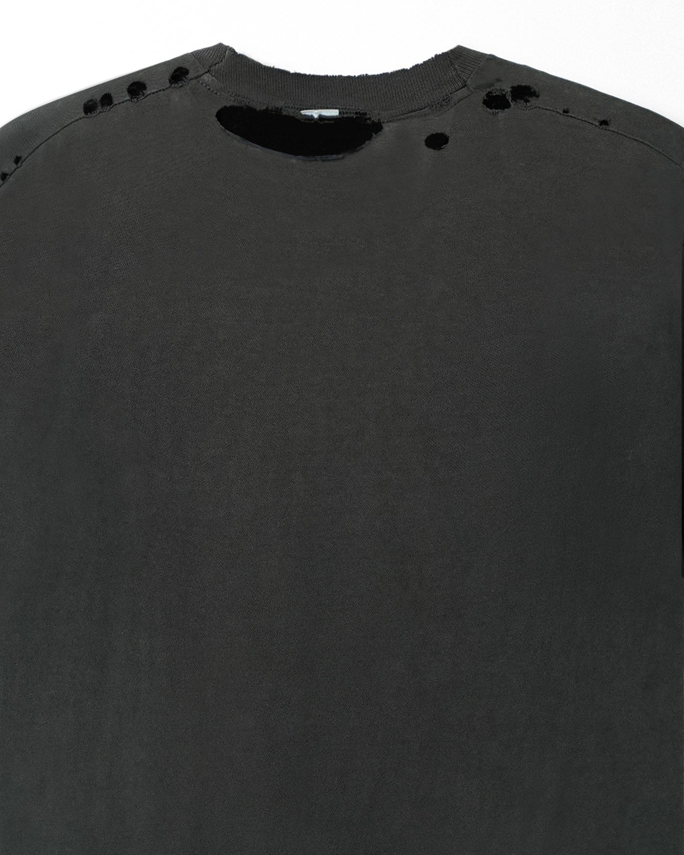 FRUIT OF THE LOOM "CAFFEINE" BLACK FADED DISTRESSED T-SHIRT