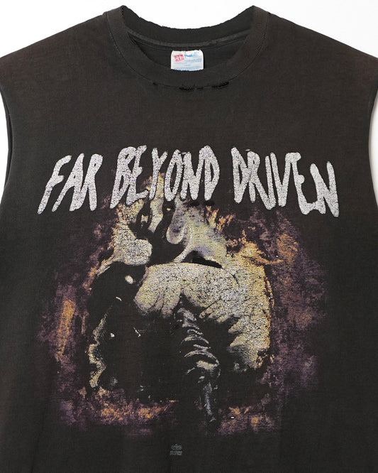 HANES "PANTERA FAR BEYOND DRIVEN" BLACK FADED SLEEVELESS DISTRESSED T-SHIRT