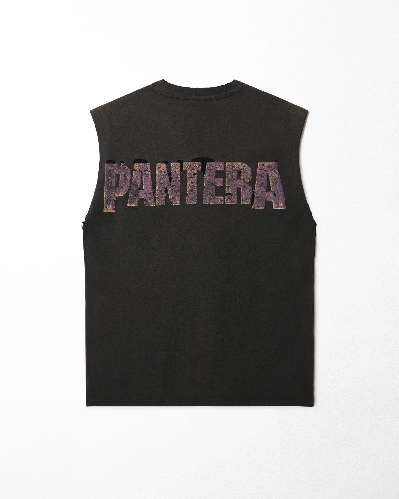 HANES "PANTERA FAR BEYOND DRIVEN" BLACK FADED SLEEVELESS DISTRESSED T-SHIRT