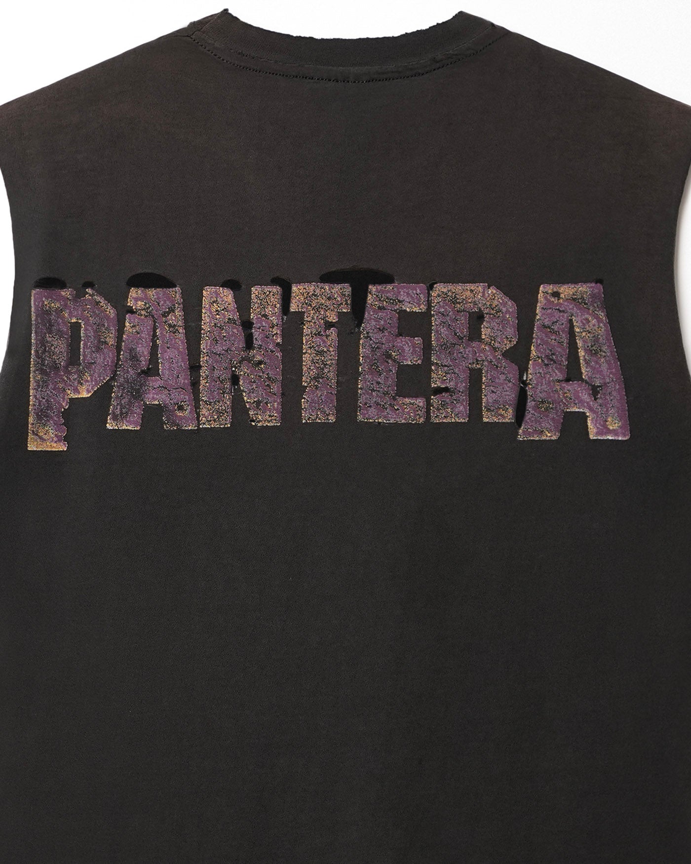 HANES "PANTERA FAR BEYOND DRIVEN" BLACK FADED SLEEVELESS DISTRESSED T-SHIRT