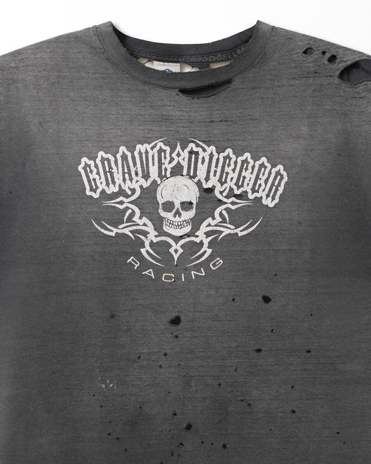 ALSTYLE "GRAVE DIGGER" BLACK FADED TRASHED SLEEVELESS T-SHIRT