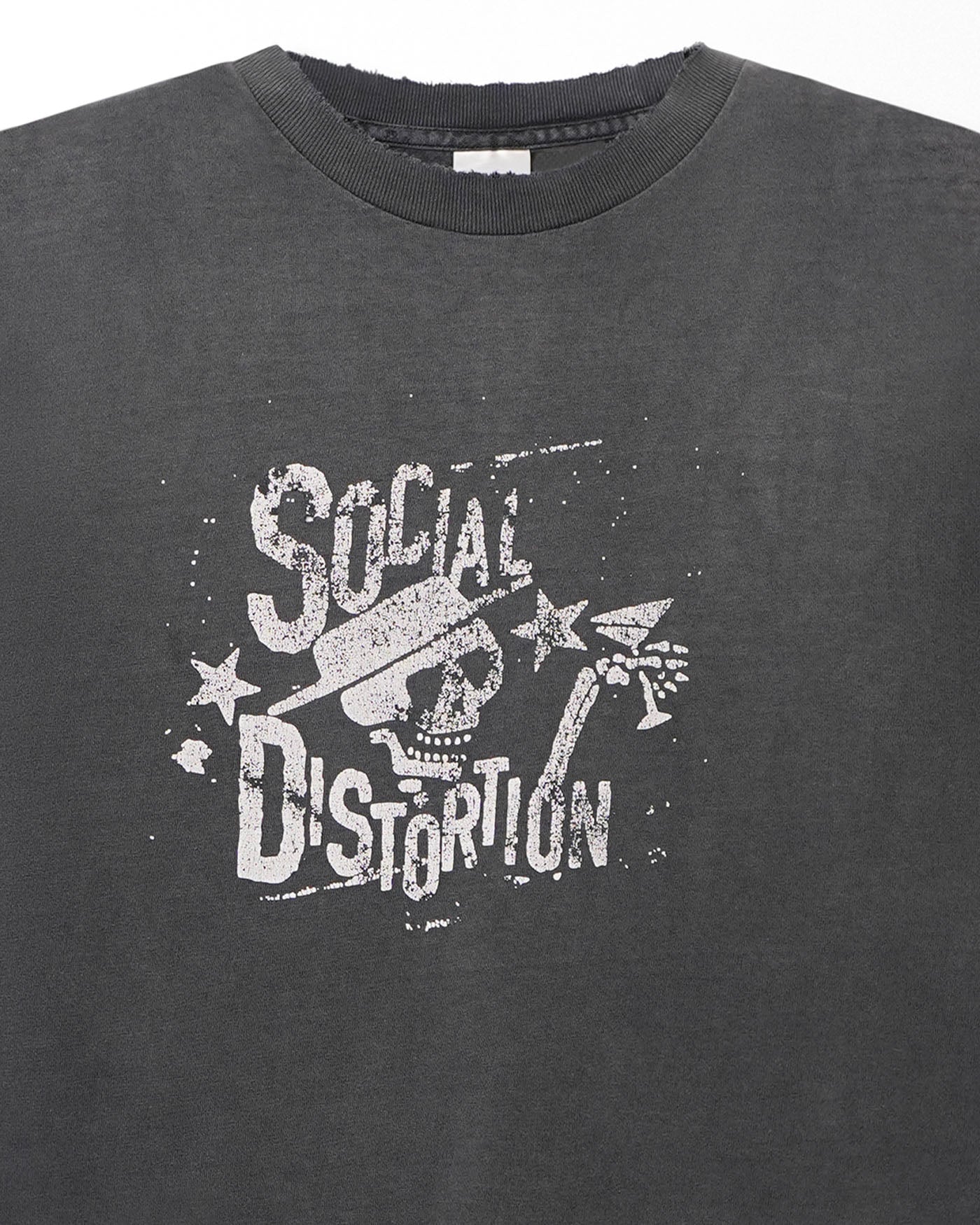 ALSTYLE "SOCIAL DISTORTION" BLACK FADED SLEEVELESS T-SHIRT