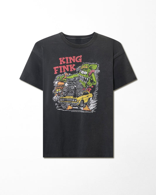 "KING FINK" BLACK FADED T-SHIRT