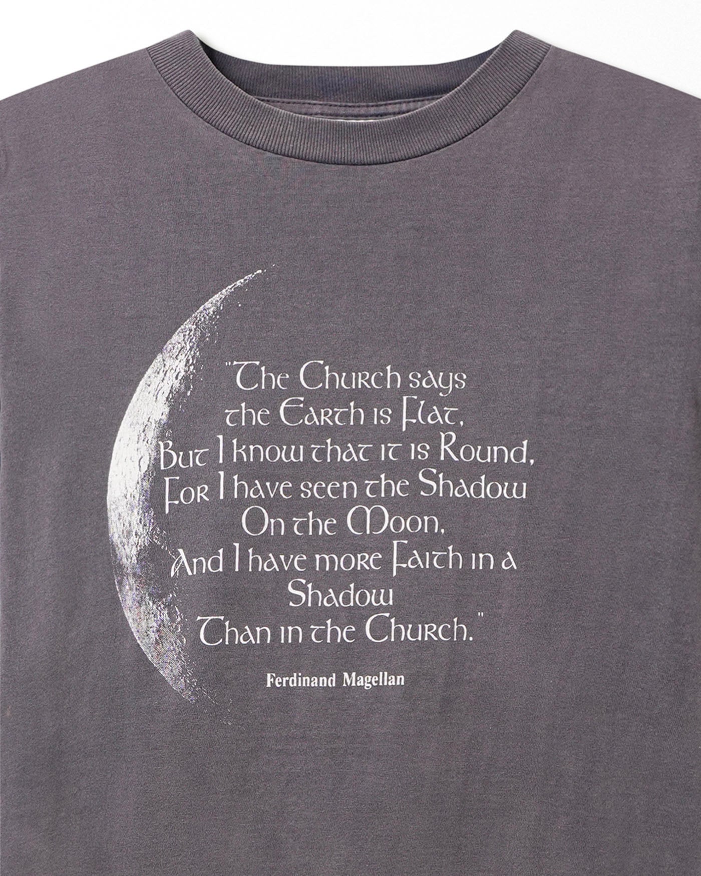 BAY SIDE "THE CHURCH SAYS THE EARTH IS FLAT" GREY FADED T-SHIRT