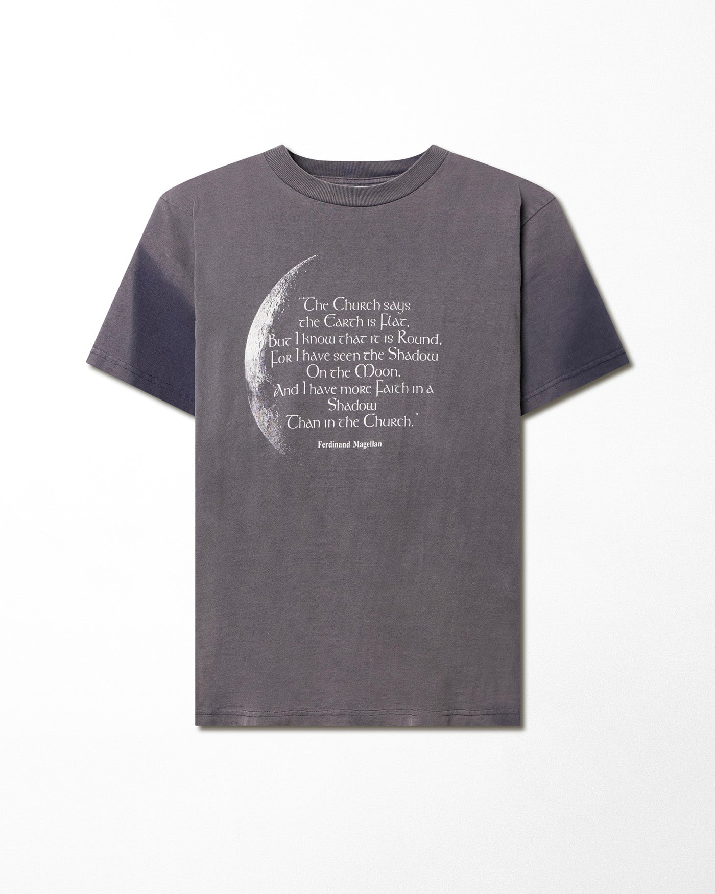 BAY SIDE "THE CHURCH SAYS THE EARTH IS FLAT" GREY FADED T-SHIRT