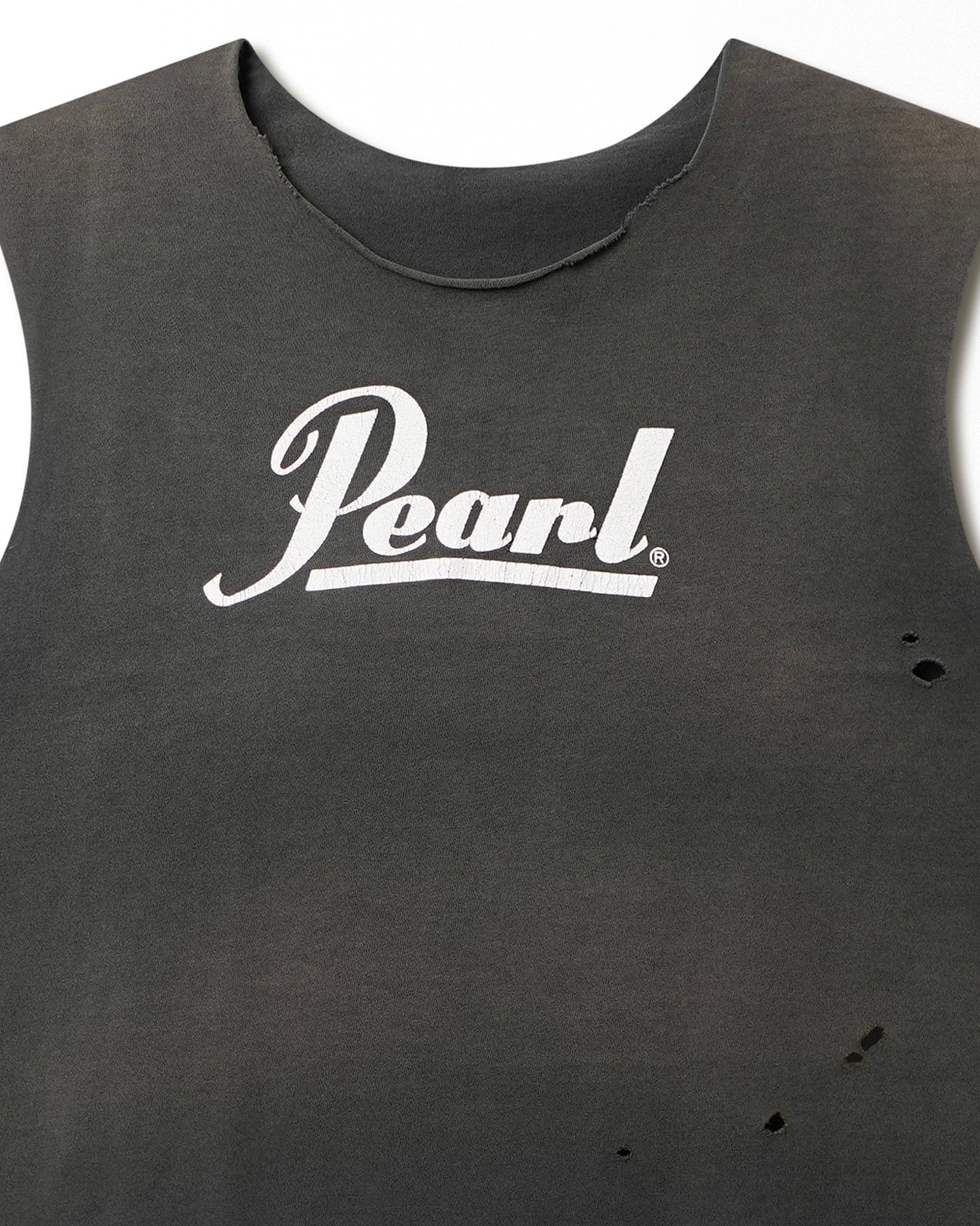 "PEARL" BLACK FADED SLEEVELESS T-SHIRT