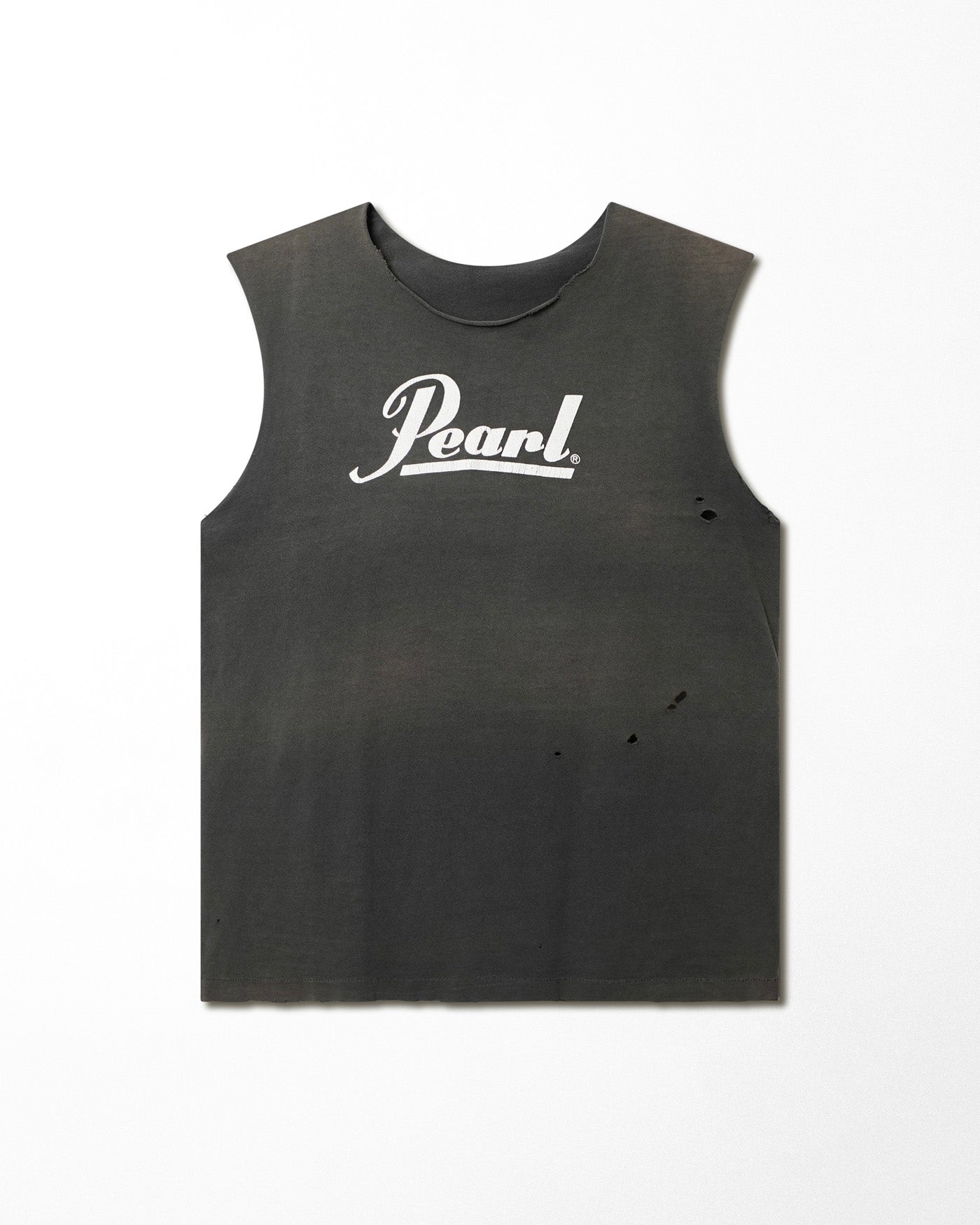 "PEARL" BLACK FADED SLEEVELESS T-SHIRT