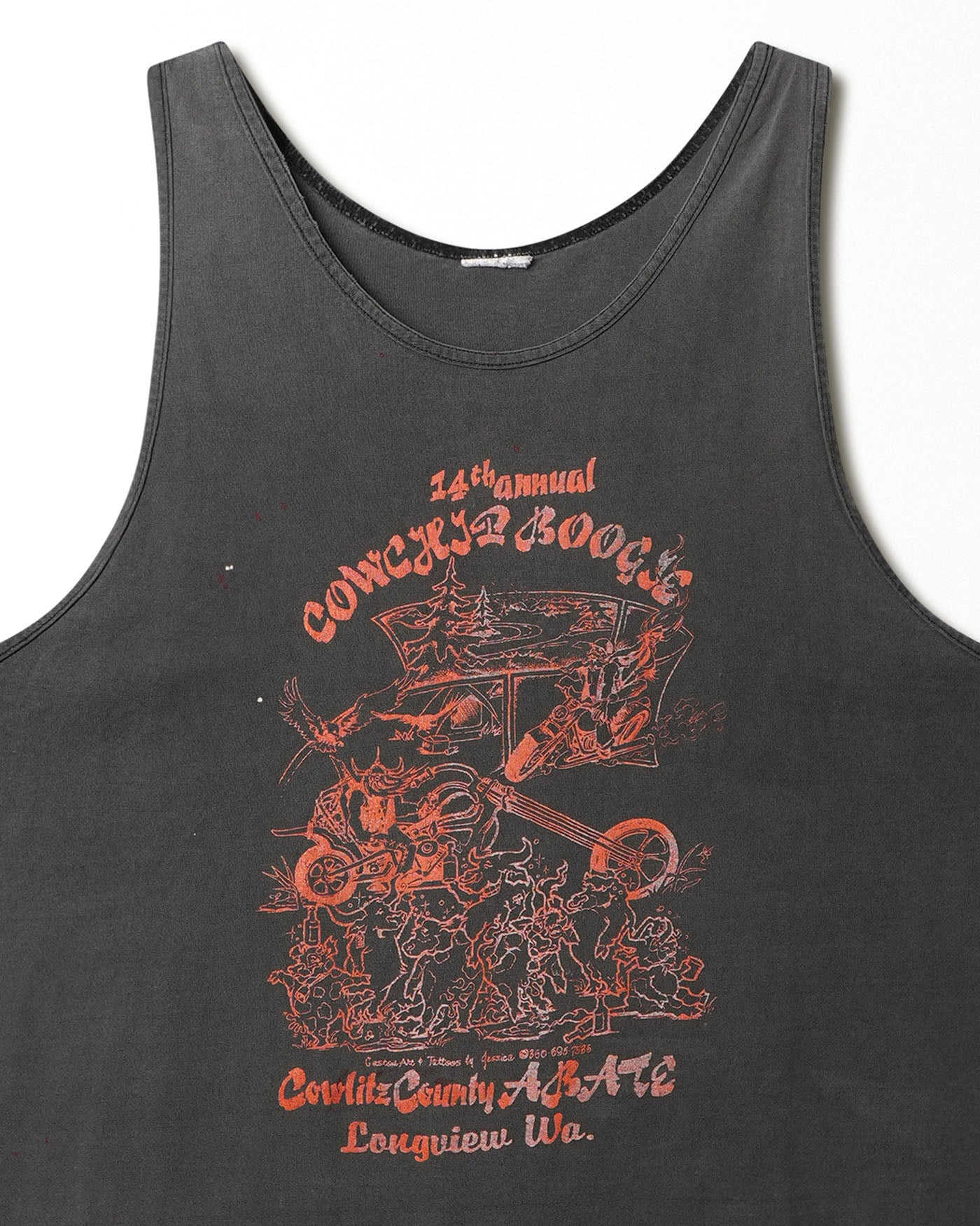 "COWLITZ COUNTY BOOGIE" BLACK FADED TANK TOP