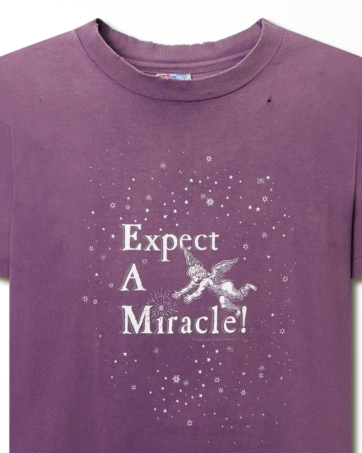 HANES "EXPECT A MIRACLE!" PURPLE FADED T-SHIRT