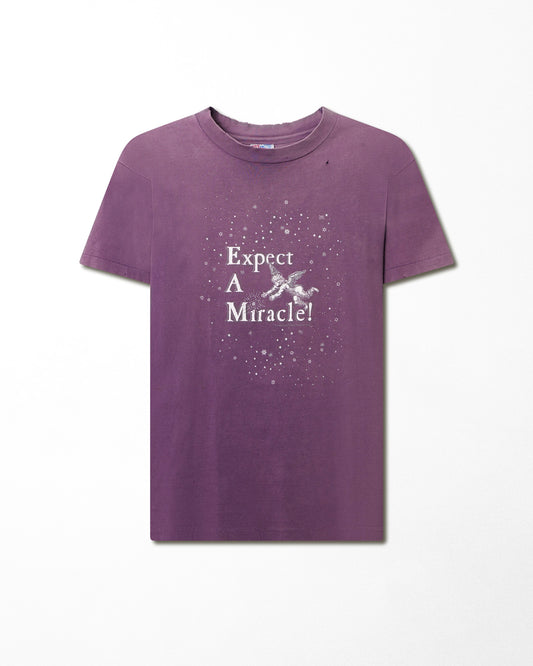 HANES "EXPECT A MIRACLE!" PURPLE FADED T-SHIRT
