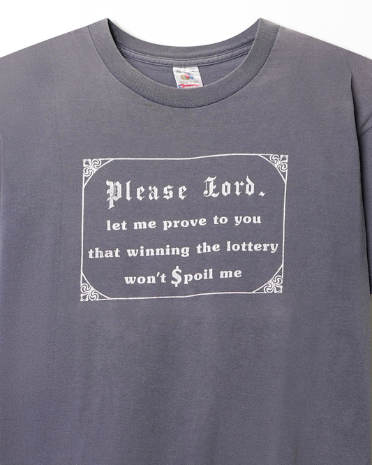 FRUIT OF THE LOOM "PLEASE LORD" GREY FADED T-SHIRT