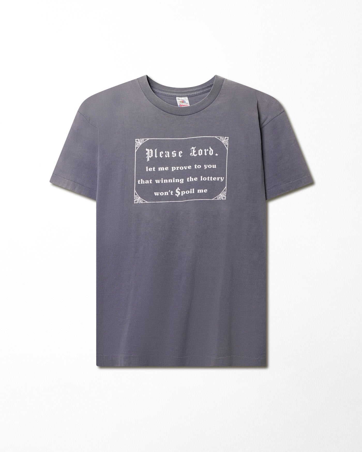 FRUIT OF THE LOOM "PLEASE LORD" GREY FADED T-SHIRT