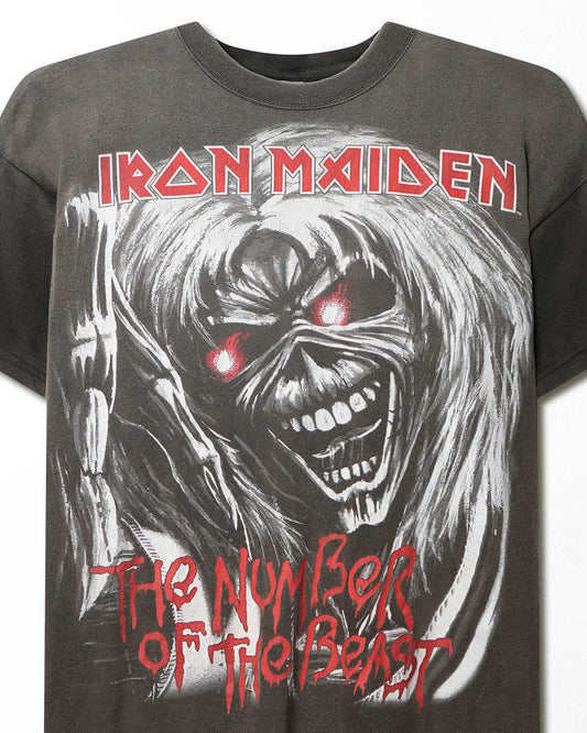 "IRON MAIDEN" GREY FADED T-SHIRT