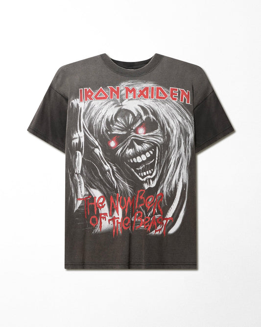 "IRON MAIDEN" GREY FADED T-SHIRT