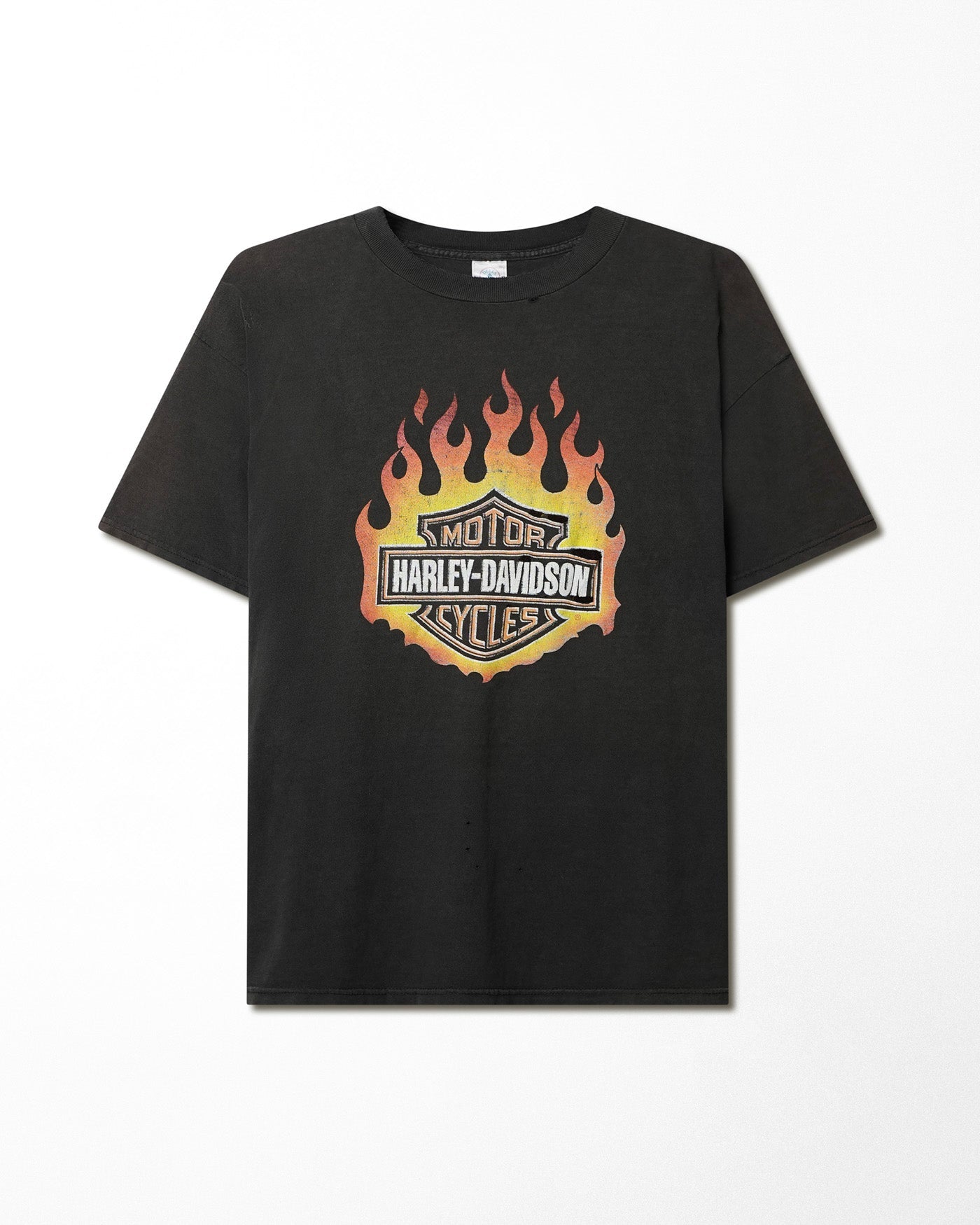 DELTA HARLEY DAVIDSON "FLAMES LOGO" BLACK FADED T-SHIRT