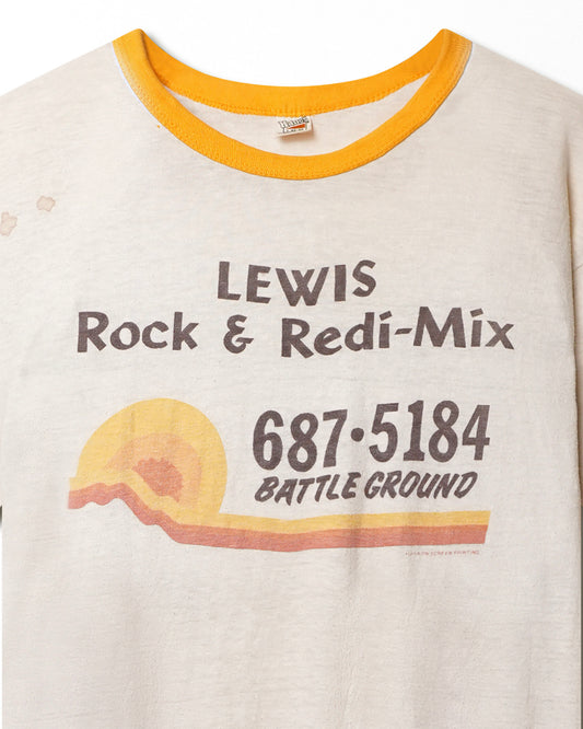 HANES "LEWIS ROCK & REDI-MIX" WHITE RINGER T-SHIRT