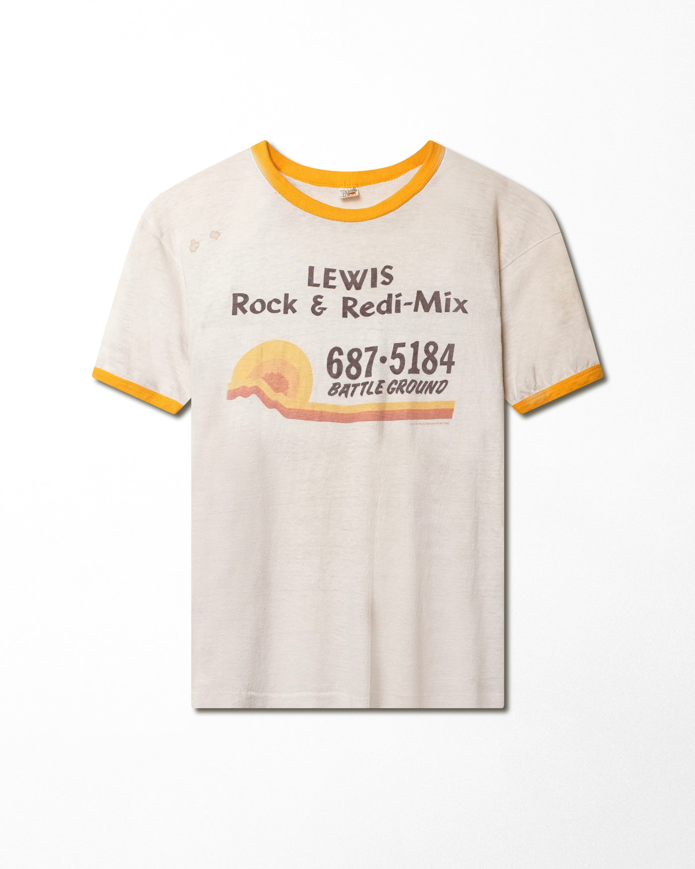 HANES "LEWIS ROCK & REDI-MIX" WHITE RINGER T-SHIRT
