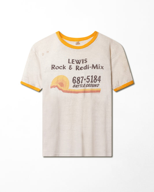 HANES "LEWIS ROCK & REDI-MIX" WHITE RINGER T-SHIRT