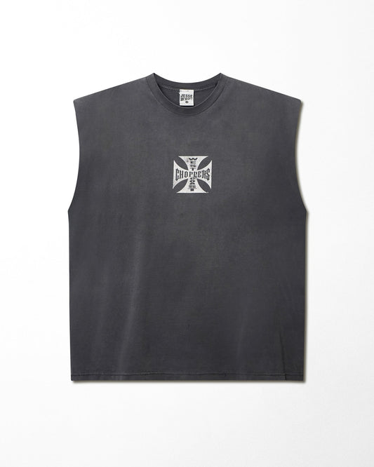 WEST COAST CHOPPERS "CLASSIC LOGO" GREY SLEEVELESS T-SHIRT
