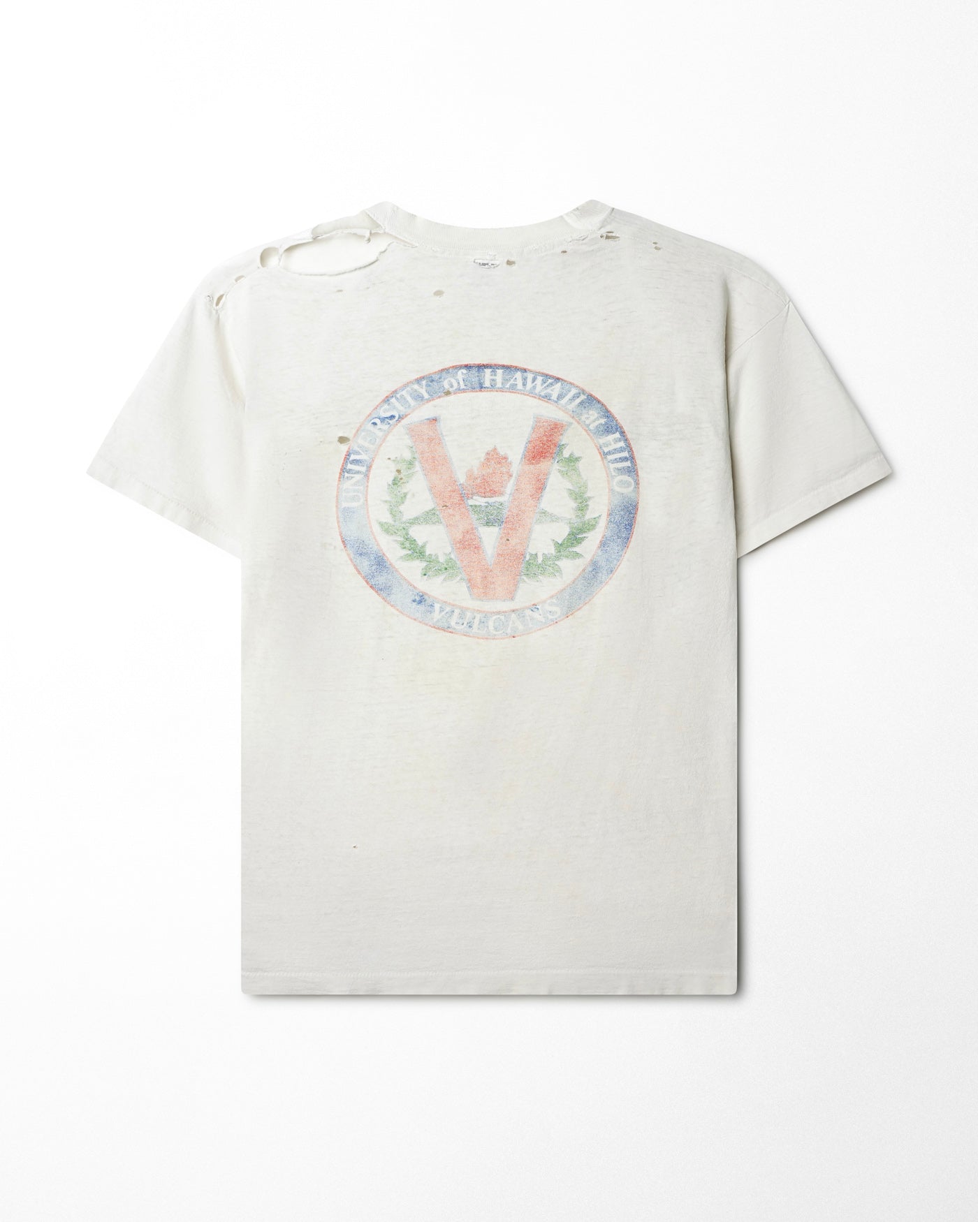 FRUIT OF THE LOOM "UNIVERSITY OF HAWAII" WHITE DISTRESSED T-SHIRT