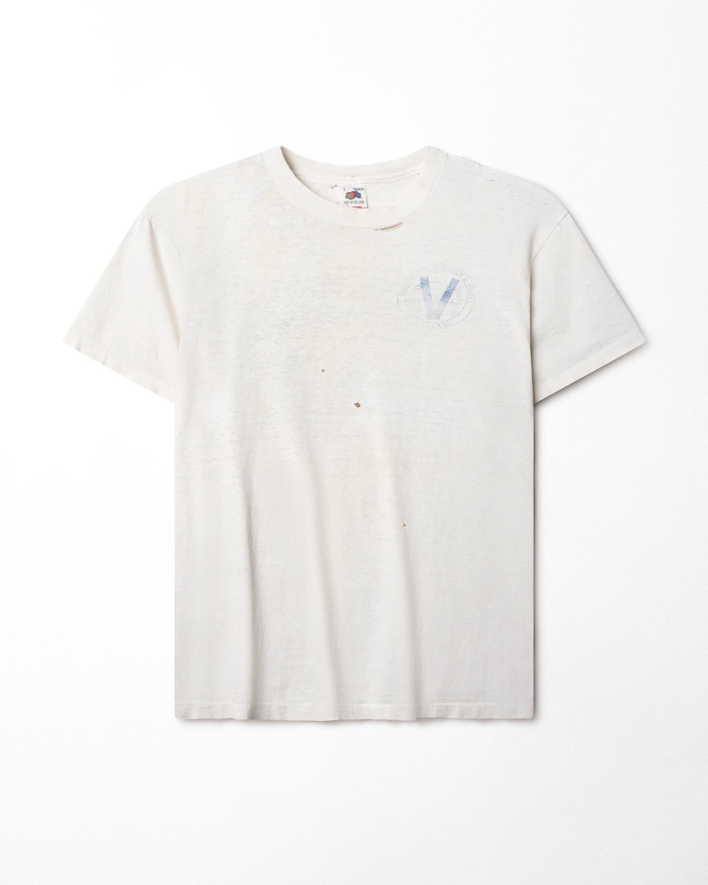 FRUIT OF THE LOOM "UNIVERSITY OF HAWAII" WHITE DISTRESSED T-SHIRT