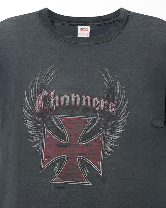ANVIL "CHOPPERS" GREY FADED DISTRESSED T-SHIRT