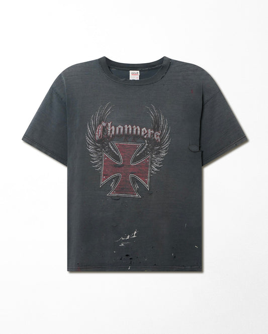 ANVIL "CHOPPERS" GREY FADED DISTRESSED T-SHIRT
