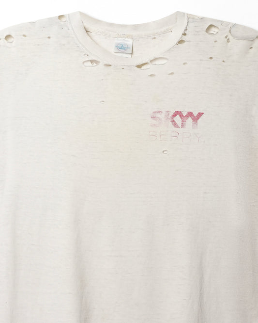 DELTA "SKYY" WHITE FADED AND DISTRESSED T-SHIRT
