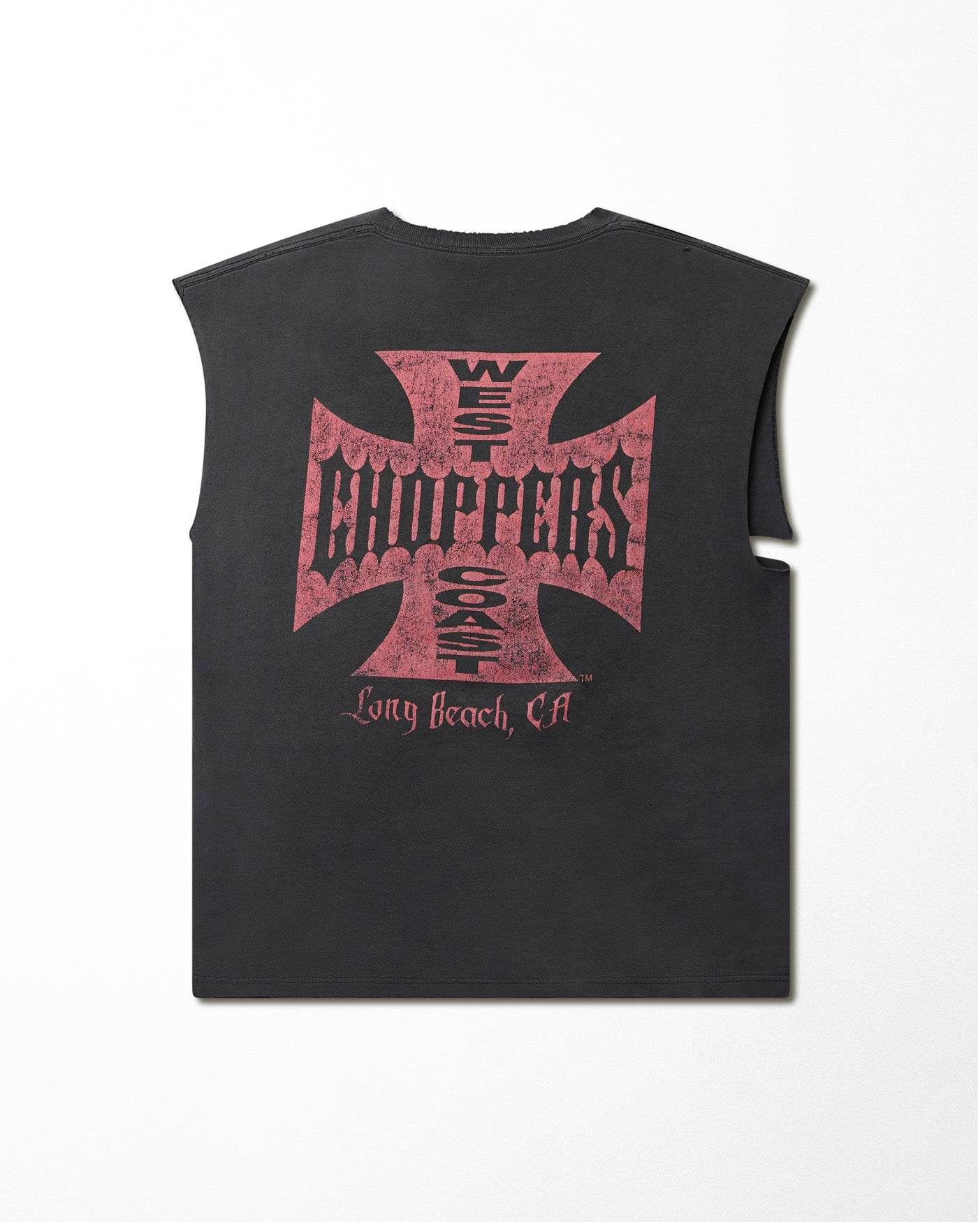 WEST COAST CHOPPERS "RED CREST LOGO" FADED SLEVELESS T-SHIRT