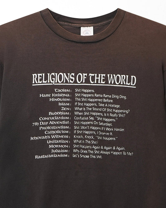 DELTA "RELIGIONS OF THE WORLD" BROWN FADED T-SHIRT