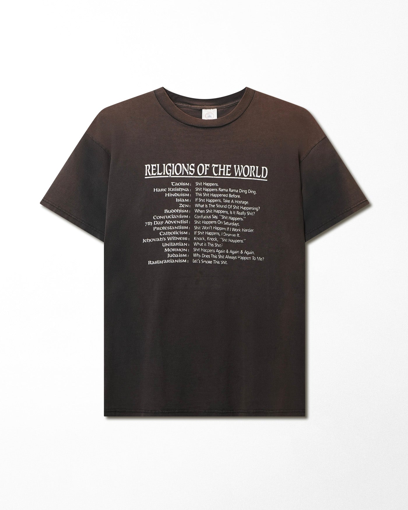 DELTA "RELIGIONS OF THE WORLD" BROWN FADED T-SHIRT