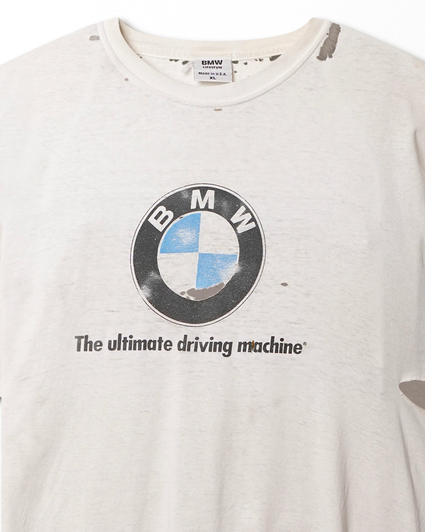 BMW “THE ULTIMATE DRIVING MACHINE” WHITE DISTRESSED T-SHIRT